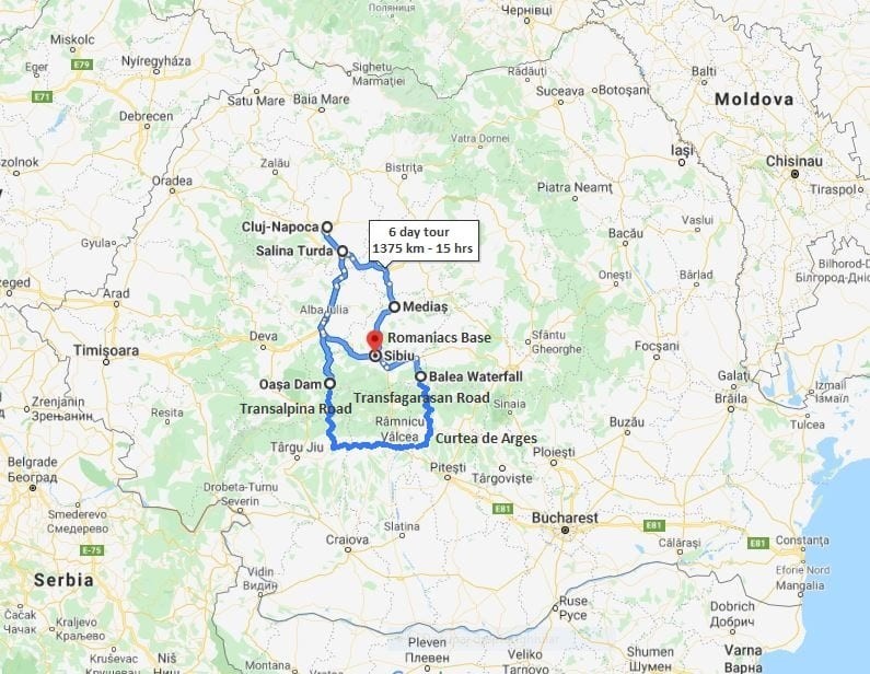 Romaniacs Tour map